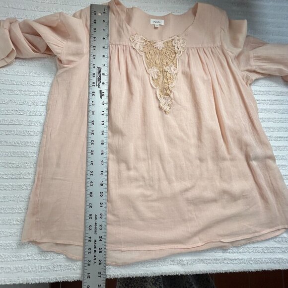 Pablo Women's Long Sleeve Embroidered Blouse Top Size 42 Floral Lace Cotton Pink - Picture 9 of 9